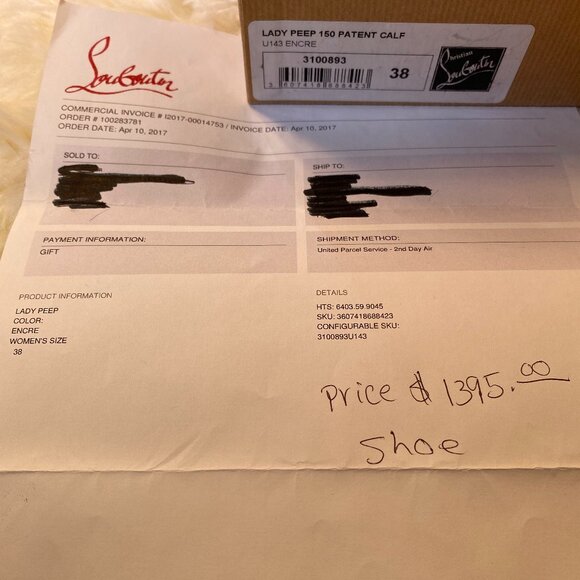 Christian Louboutin Lady Peep 150 Patent Calf ENCRE E38 US7.5 - Picture 8 of 10